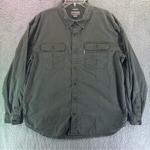 Carhartt Shirt Men 2XL Long Sleeve Green Relaxed Fit Ripstop Fabric Stretch